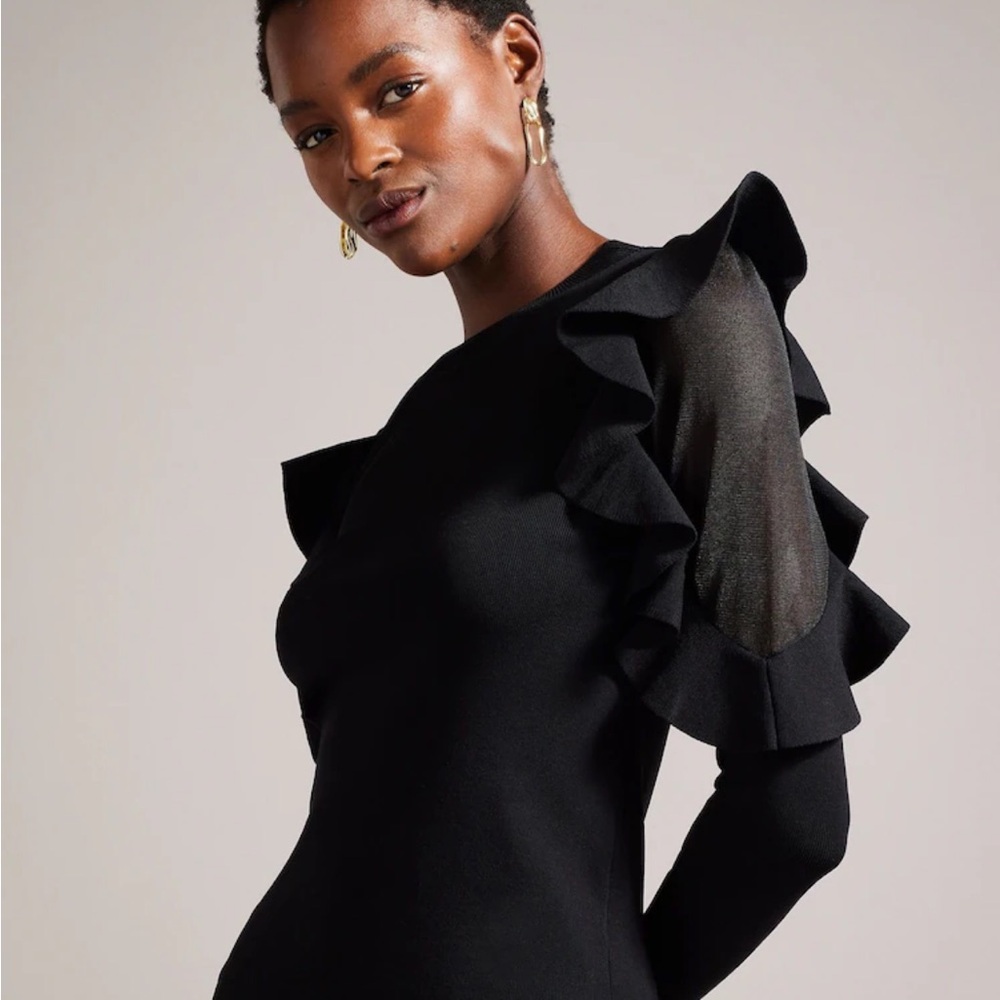 Ted Baker London Black Ruffle Detail Top